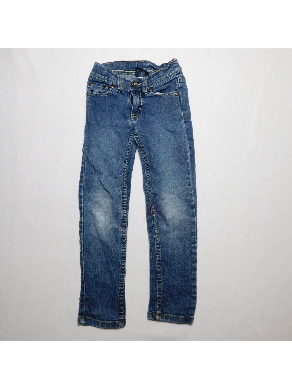 Faded Glory Kids Jeans Size 5S Slim Blue Denim Adjustable Waist Skinny Pants